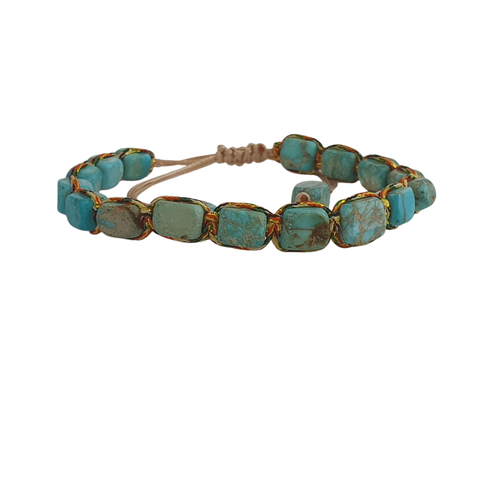 Imperial-Jaspis Armband – Handgefertigter Look (Hellblau)