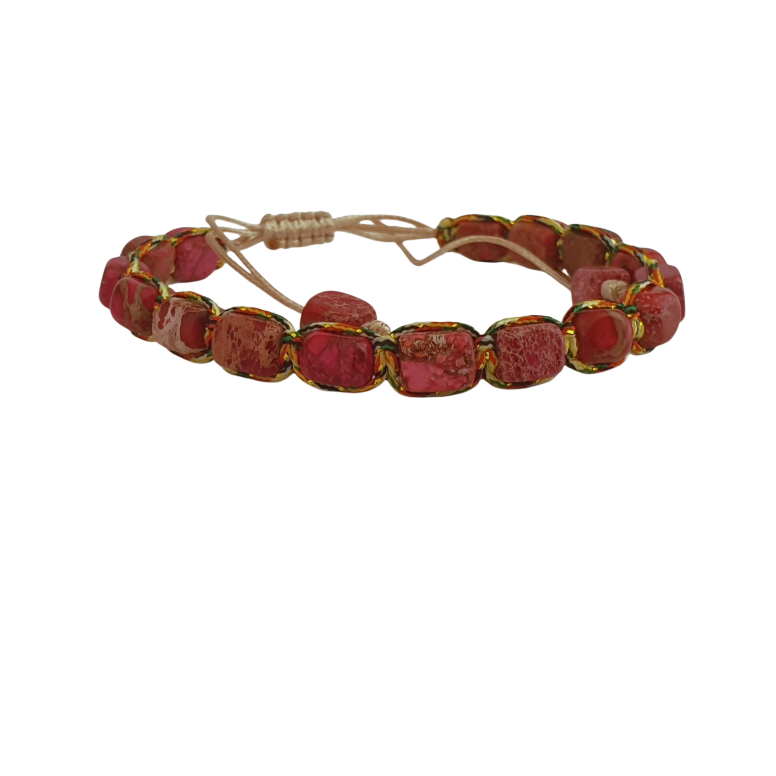 Imperial-Jaspis Armband – Handgefertigter Look (Rot)