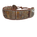 Achat Leder-Wickelarmband – Orange & Natürlich