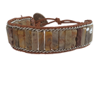 Achat Leder-Wickelarmband – Orange & Natürlich