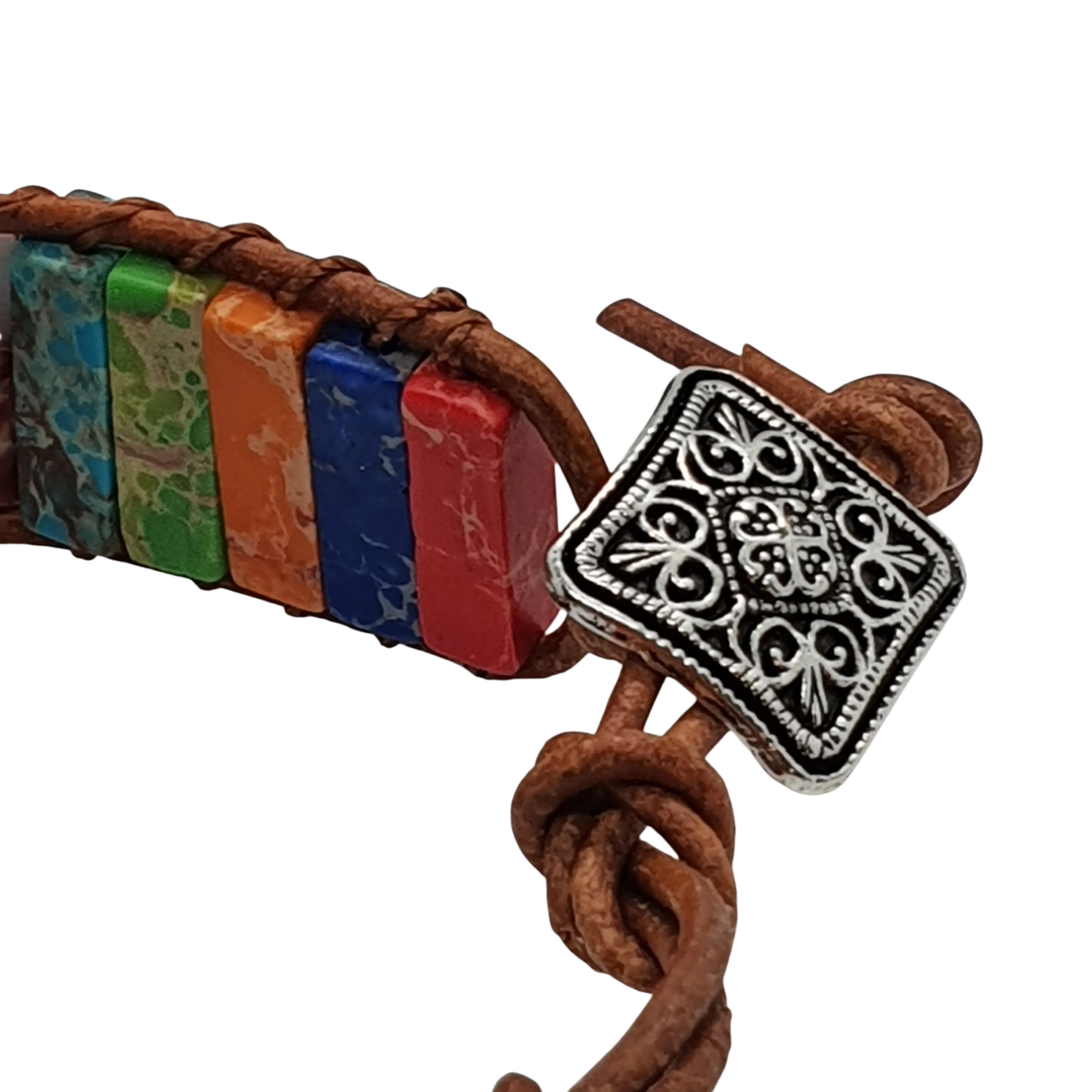 Zibazi-7chakra-naturstein-mehrfarbig-verstellbar-armband-Detailaufnahme