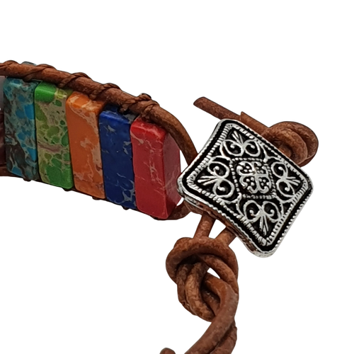 Zibazi-7chakra-naturstein-mehrfarbig-verstellbar-armband-Detailaufnahme