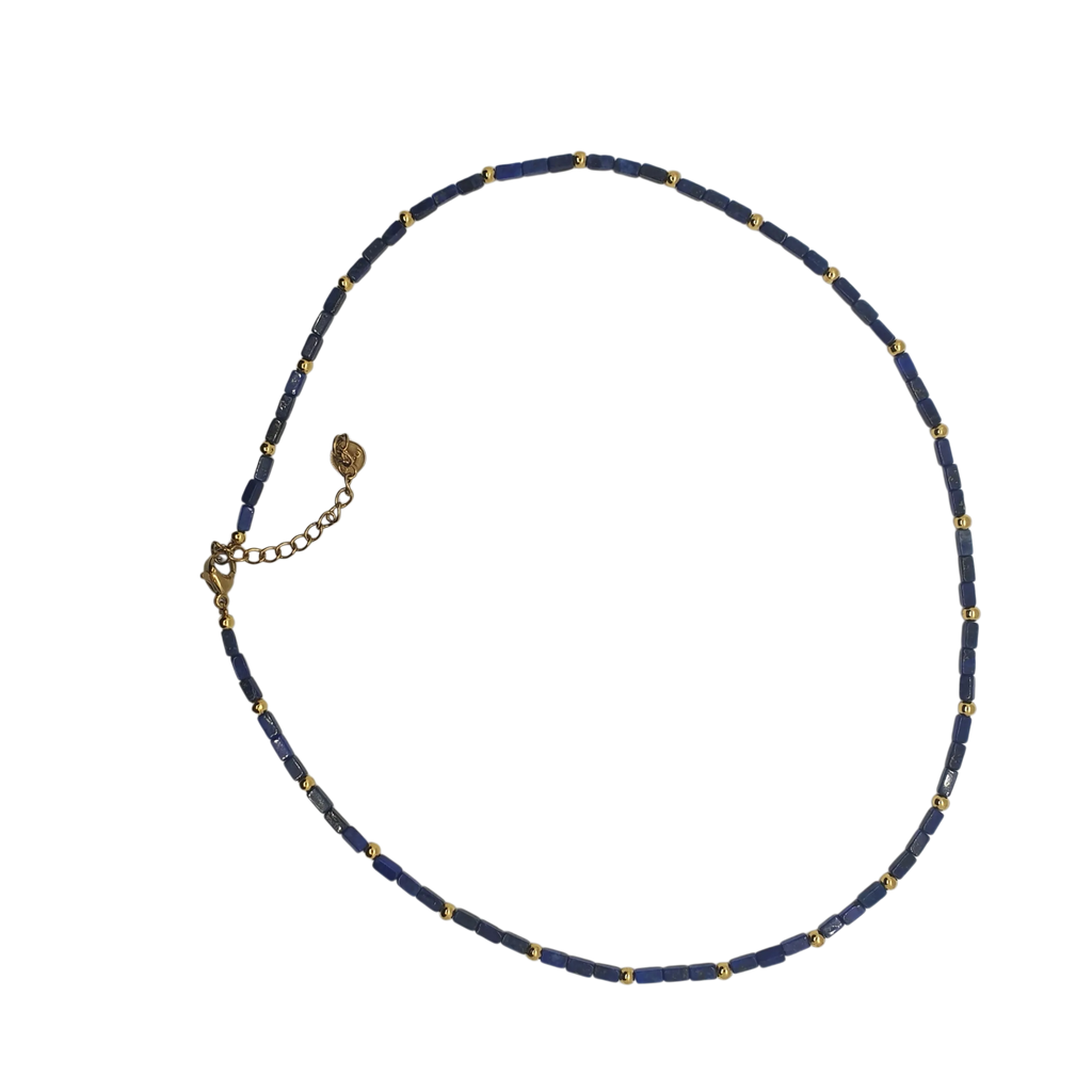 Zibazi-lapislazuli-blau-perlen-edelstahl-vergoldet-halskette-gesamtansicht-flach-liegend