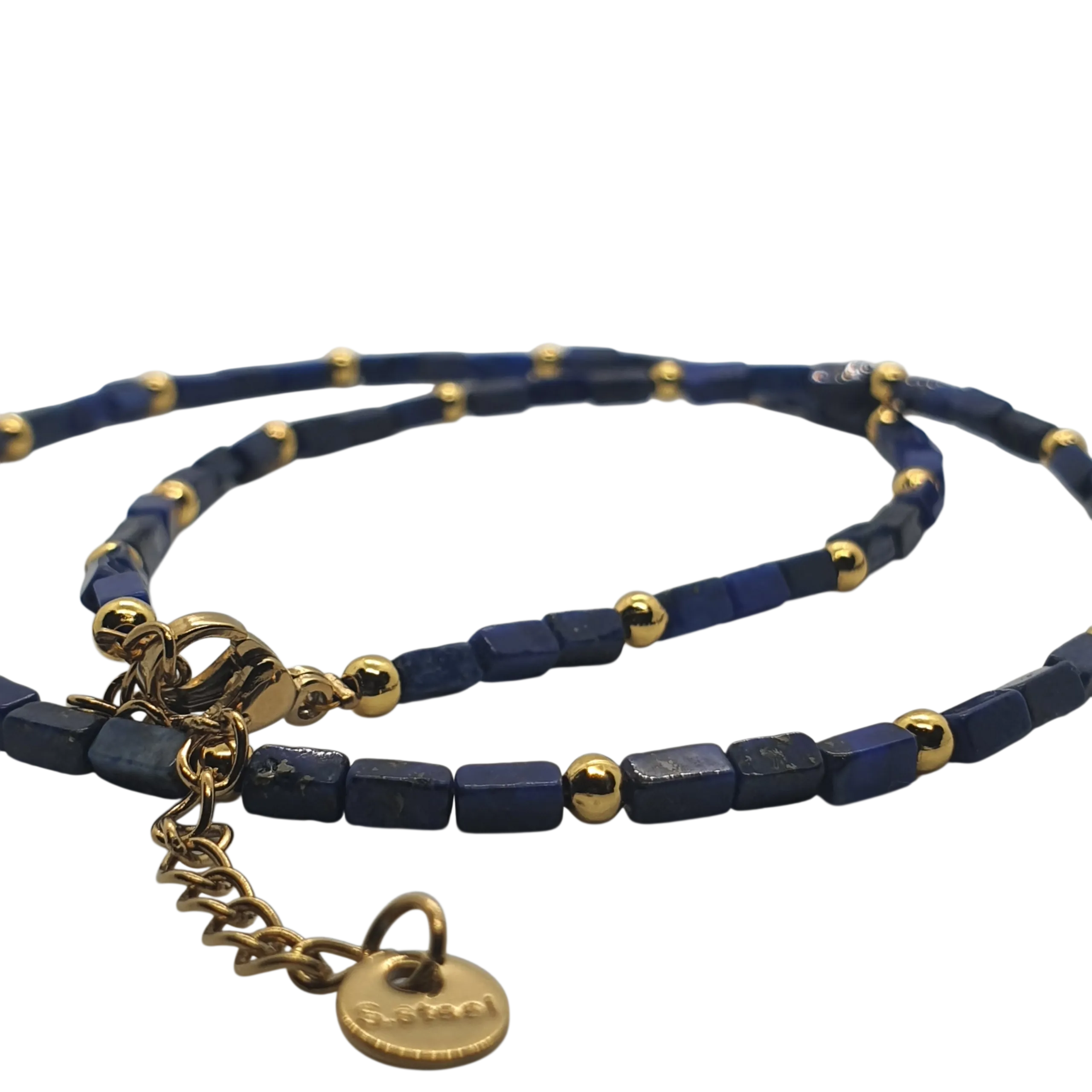 Zibazi-lapislazuli-blau-perlen-edelstahl-vergoldet-halskette-detailaufnahme