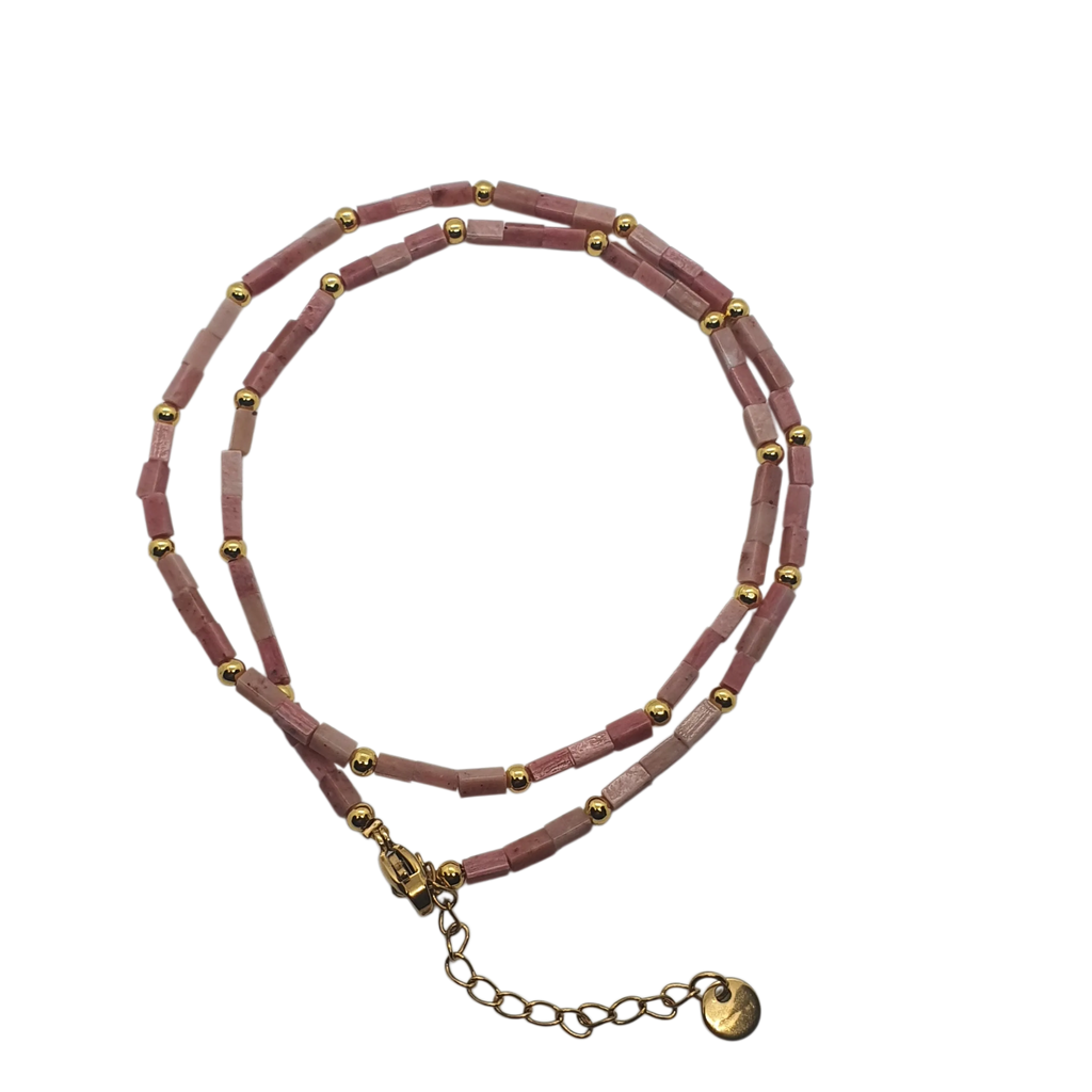 Zibazi-rhodonit-rosa-perlen-edelstahl-vergoldet-halskette-gesamtansicht