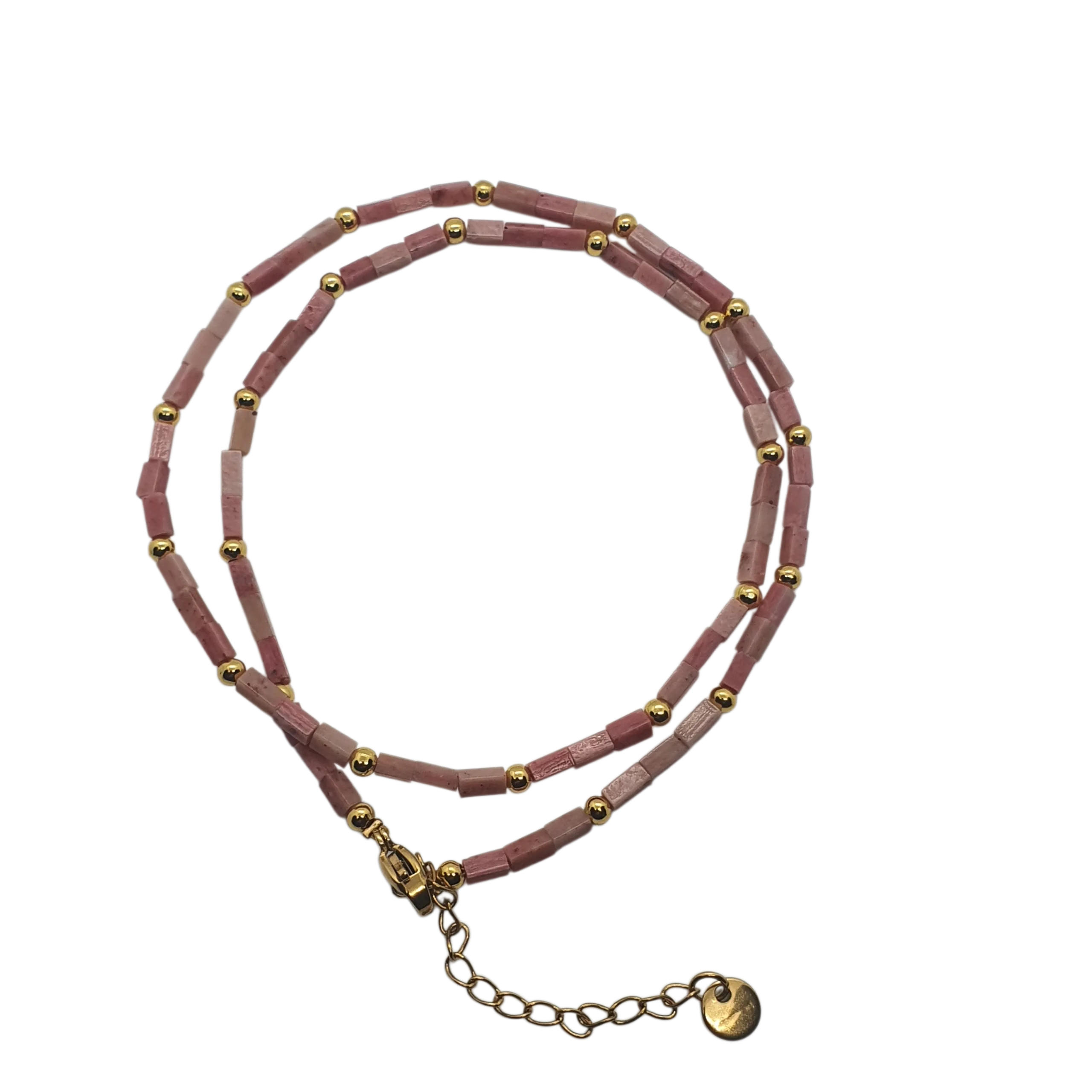 Zibazi-rhodonit-rosa-perlen-edelstahl-vergoldet-halskette-gesamtansicht