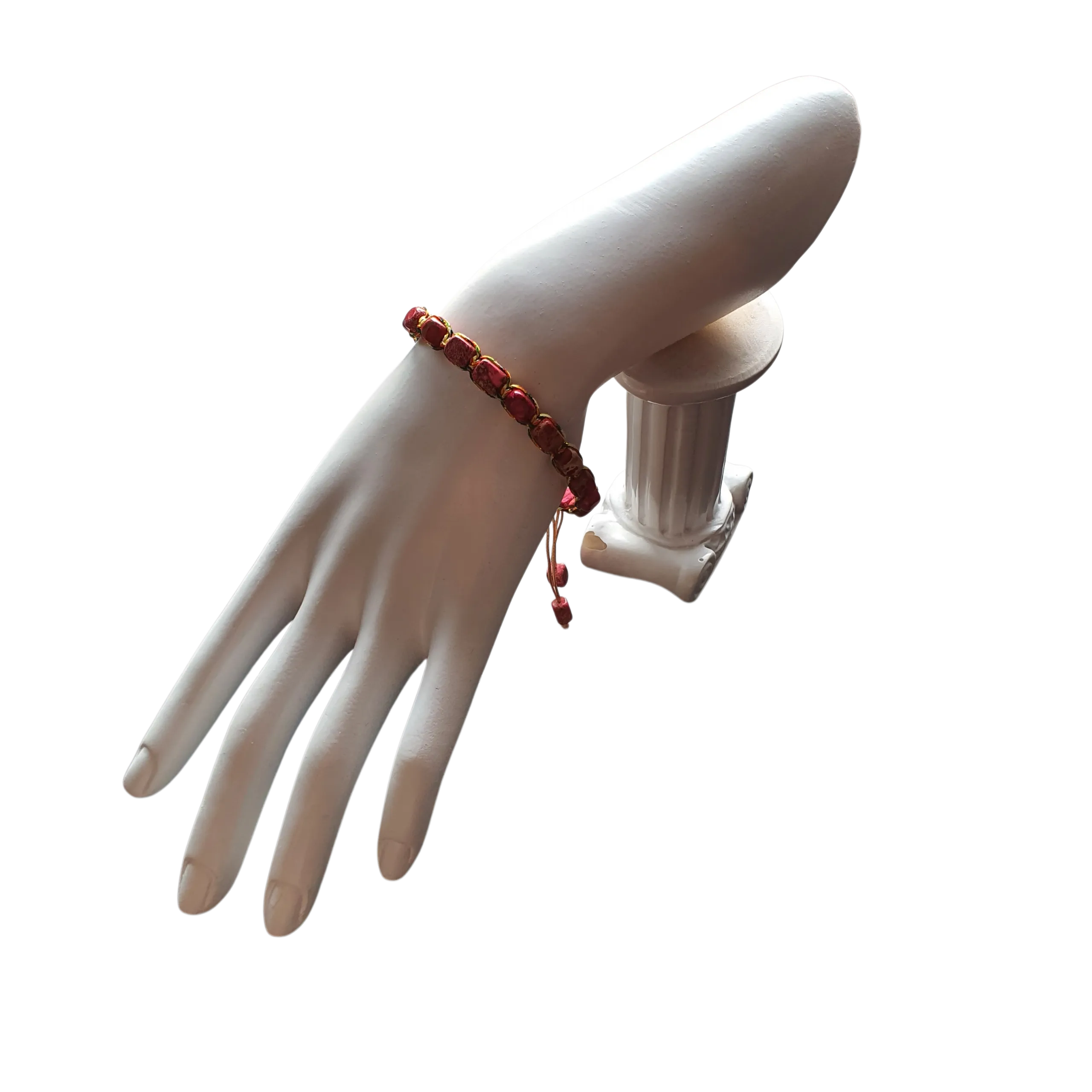 Zibazi-jaspis-naturstein-rot-verstellbar-armband-am-model